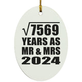 87th Anniversary Square Root of 7569 Years As Mr & Mrs 2024 - Oval Ornament