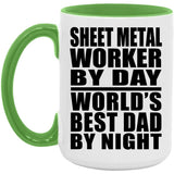 Sheet Metal Worker By Day World's Best Dad By Night - 15oz Accent Mug Green