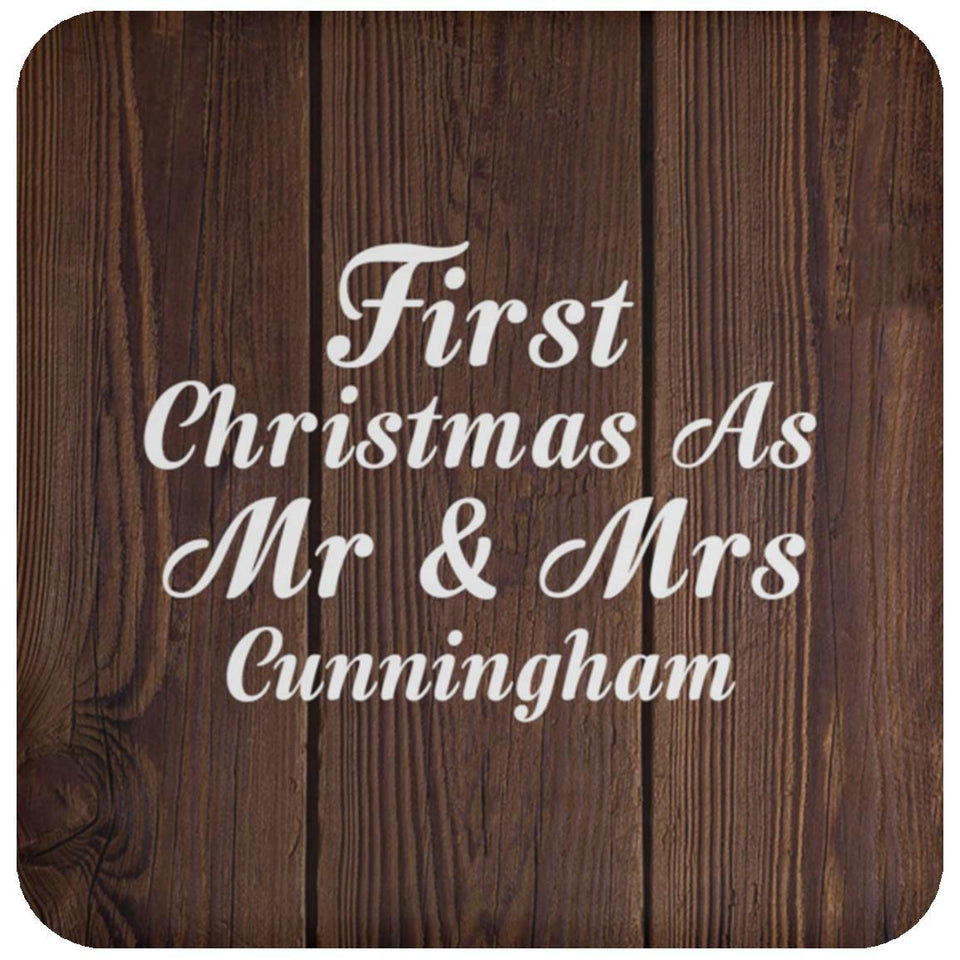 First Christmas As Mr & Mrs Cunningham - Drink Coaster D