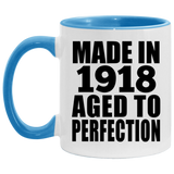 106th Birthday Made In 1918 Aged To Perfection - 11oz Accent Mug Blue