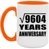 98th Anniversary Square Root of 9604 Years Anniversary - 15oz Accent Mug Orange