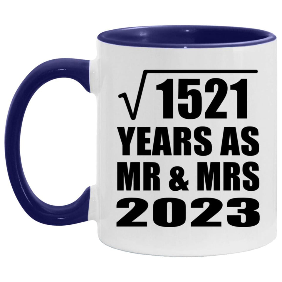 39th Anniversary Square Root of 1521 Years As Mr & Mrs 2023 - 11oz Accent Mug Purple