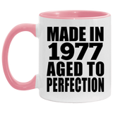 47th Birthday Made In 1977 Aged to Perfection - 11oz Accent Mug Pink