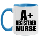 A+ Registered Nurse - 11oz Accent Mug Blue