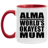 Alma World's Okayest Mum - 11oz Accent Mug Red