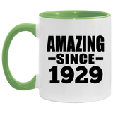 95th Birthday Amazing Since 1929 - 11oz Accent Mug Green
