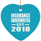 Insurance Underwriter Established EST. 2018 - Heart Ornament