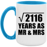 46th Anniversary Square Root of 2116 Years As Mr & Mrs - 15oz Accent Mug Blue