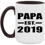 Papa Established EST. 2019 - 15oz Accent Mug Black