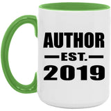 Author Established EST. 2019 - 15oz Accent Mug Green