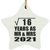 4th Anniversary Square Root of 16 Years As Mr & Mrs 2021 - Star Ornament