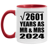 51st Anniversary Square Root of 2601 Years As Mr & Mrs 2024 - 11oz Accent Mug Red