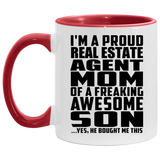 Proud Real Estate Agent Mom Of Awesome Son - 11oz Accent Mug Red