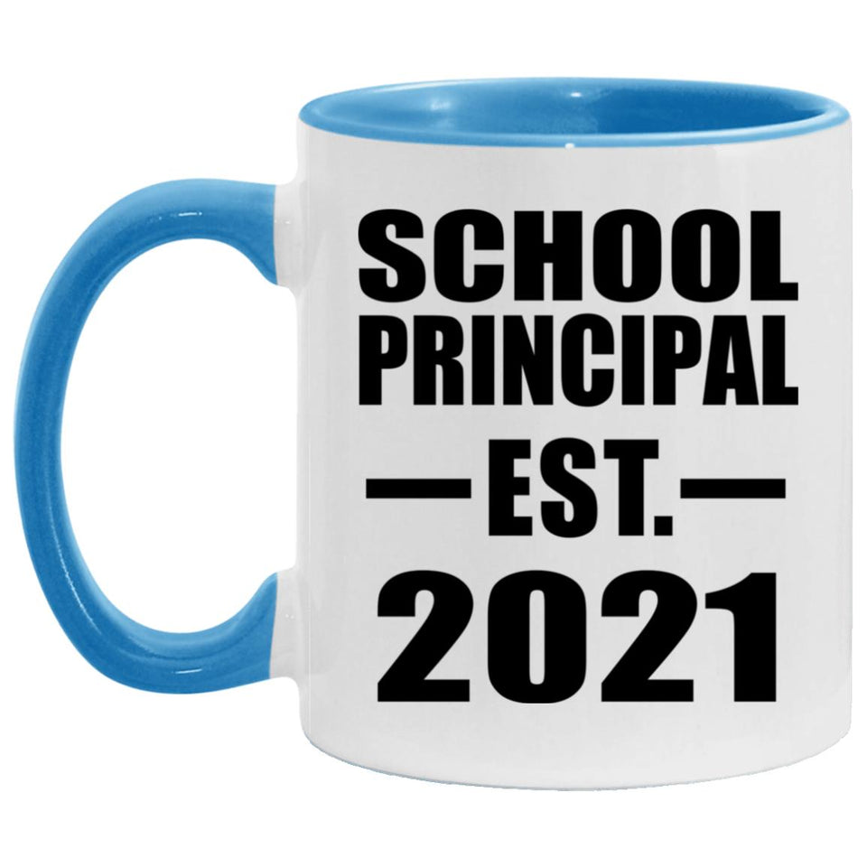 School Principal Established EST. 2021 - 11oz Accent Mug Blue