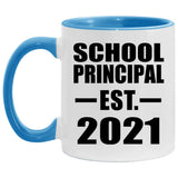 School Principal Established EST. 2021 - 11oz Accent Mug Blue