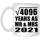 64th Anniversary Square Root of 4096 Years As Mr & Mrs 2021 - 11oz Coffee Mug