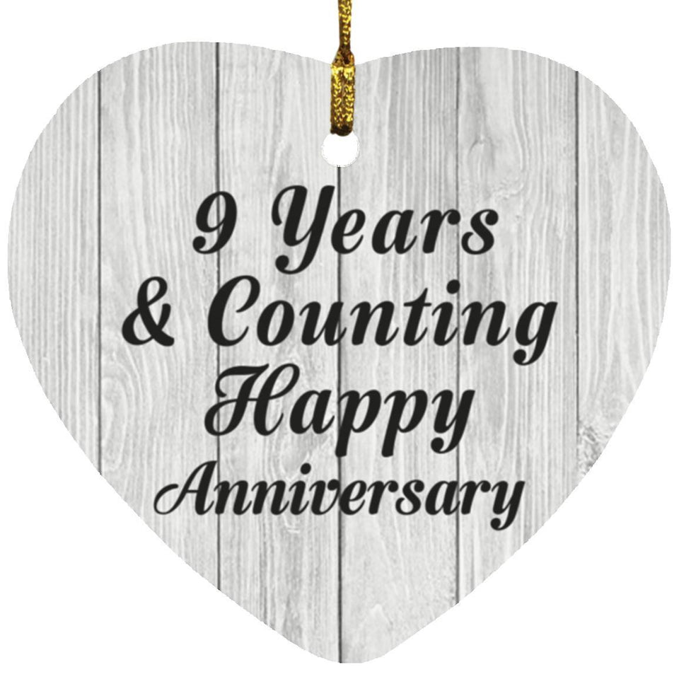 Happy 9th Anniversary 9 Years & Counting - Heart Ornament F
