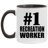 Number One #1 Recreation Worker - 11oz Accent Mug Black