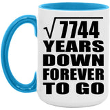 88th Anniversary Square Root of 7744 Years Down Forever To Go - 15oz Accent Mug Blue