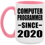 Computer Programmer Since 2020 - 15oz Accent Mug Pink