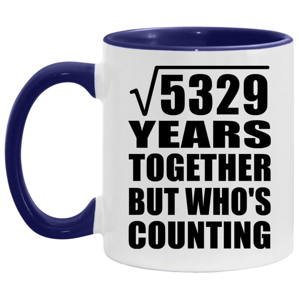 73rd Anniversary Square Root of 5329 Years Who's Counting - 11oz Accent Mug Purple