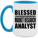 Blessed Market Research Analyst - 15oz Accent Mug Blue