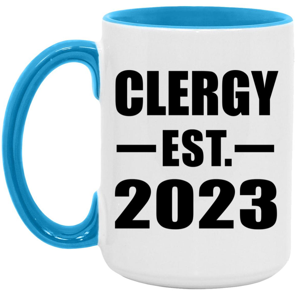 Clergy Established EST. 2023 - 15oz Accent Mug Blue