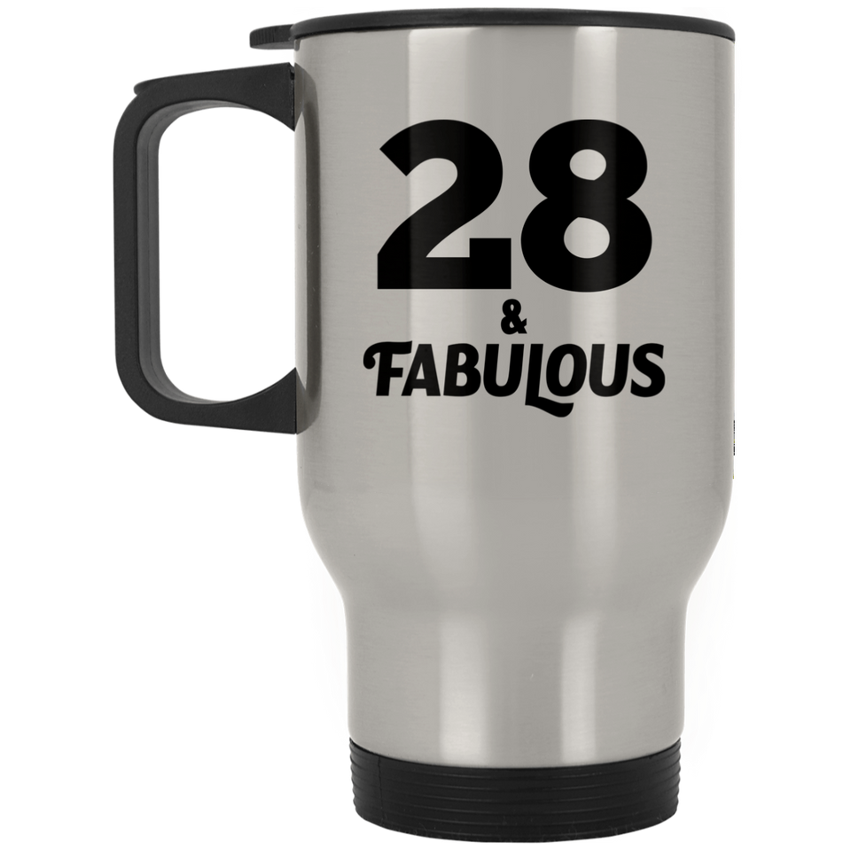 28th Birthday 28 & Fabulous - Silver Travel Mug