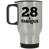 28th Birthday 28 & Fabulous - Silver Travel Mug