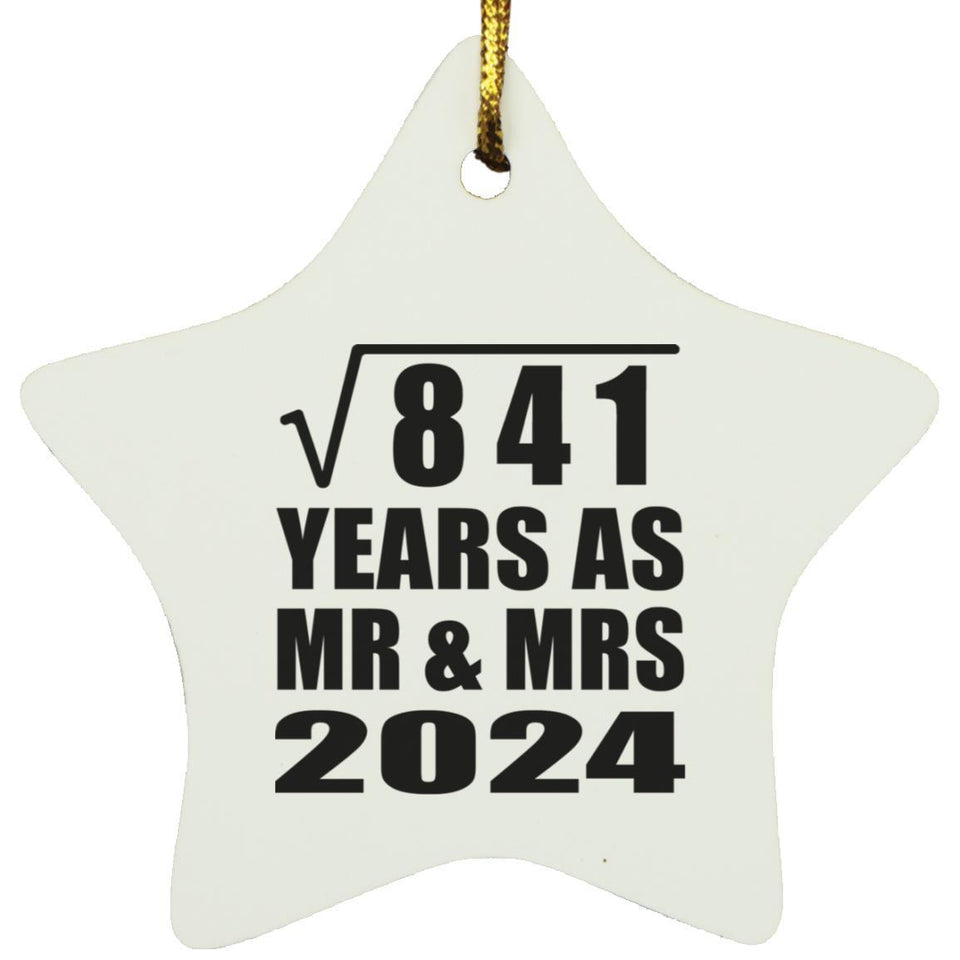 29th Anniversary Square Root of 841 Years As Mr & Mrs 2024 - Star Ornament
