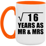 4th Anniversary Square Root of 16 Years As Mr & Mrs - 15oz Accent Mug Orange