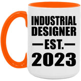 Industrial Designer Established EST. 2023 - 15oz Accent Mug Orange