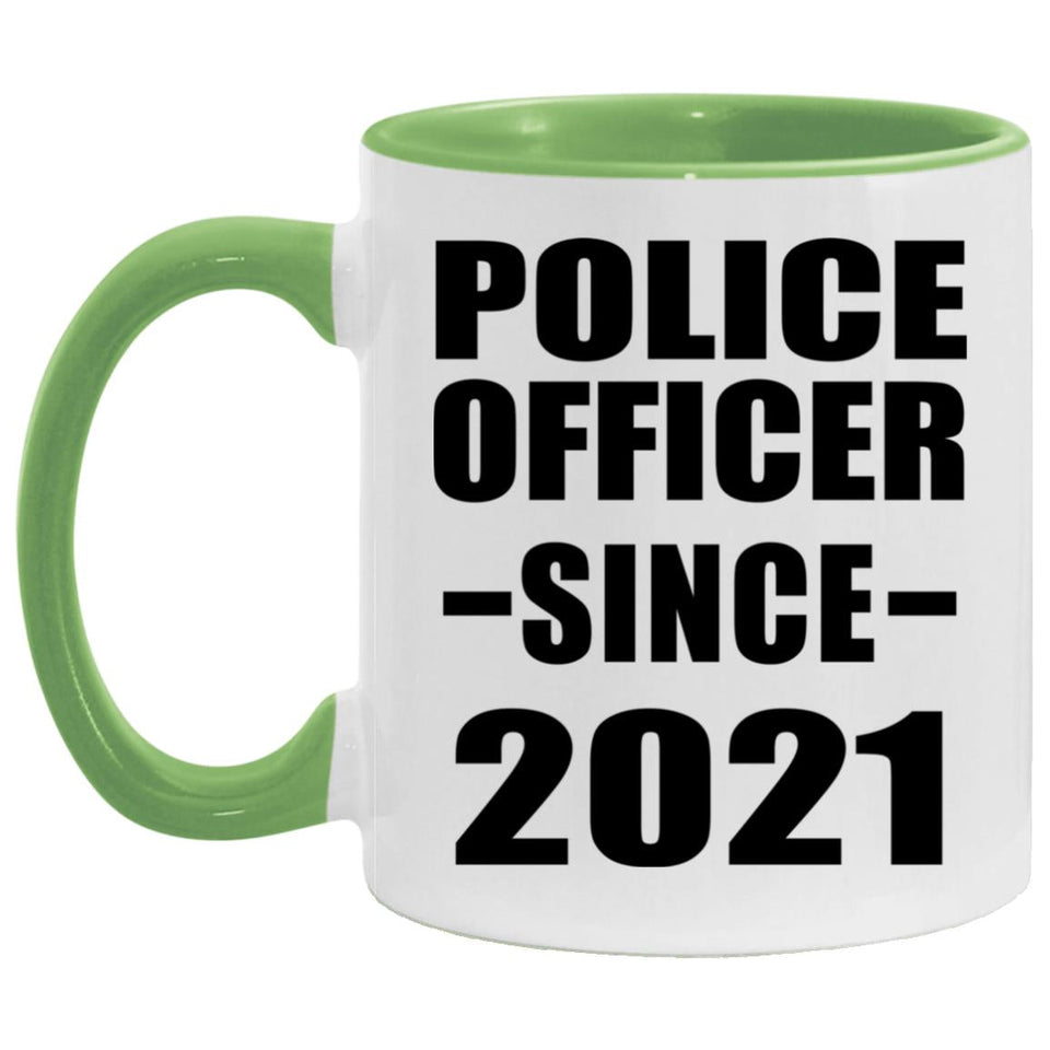 Police Officer Since 2021 - 11oz Accent Mug Green
