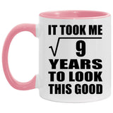 3rd Birthday Took Square Root of 9 Years To Look Good - 11oz Accent Mug Pink