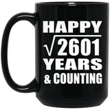 Happy 51st Anniversary Square Root of 2601 Years & Counting - 15oz Coffee Mug Black