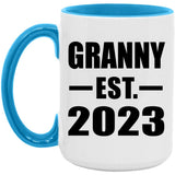 Granny Established EST. 2023 - 15oz Accent Mug Blue