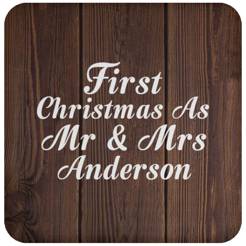 First Christmas As Mr & Mrs Anderson - Drink Coaster D
