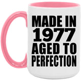 47th Birthday Made In 1977 Aged to Perfection - 15oz Accent Mug Pink