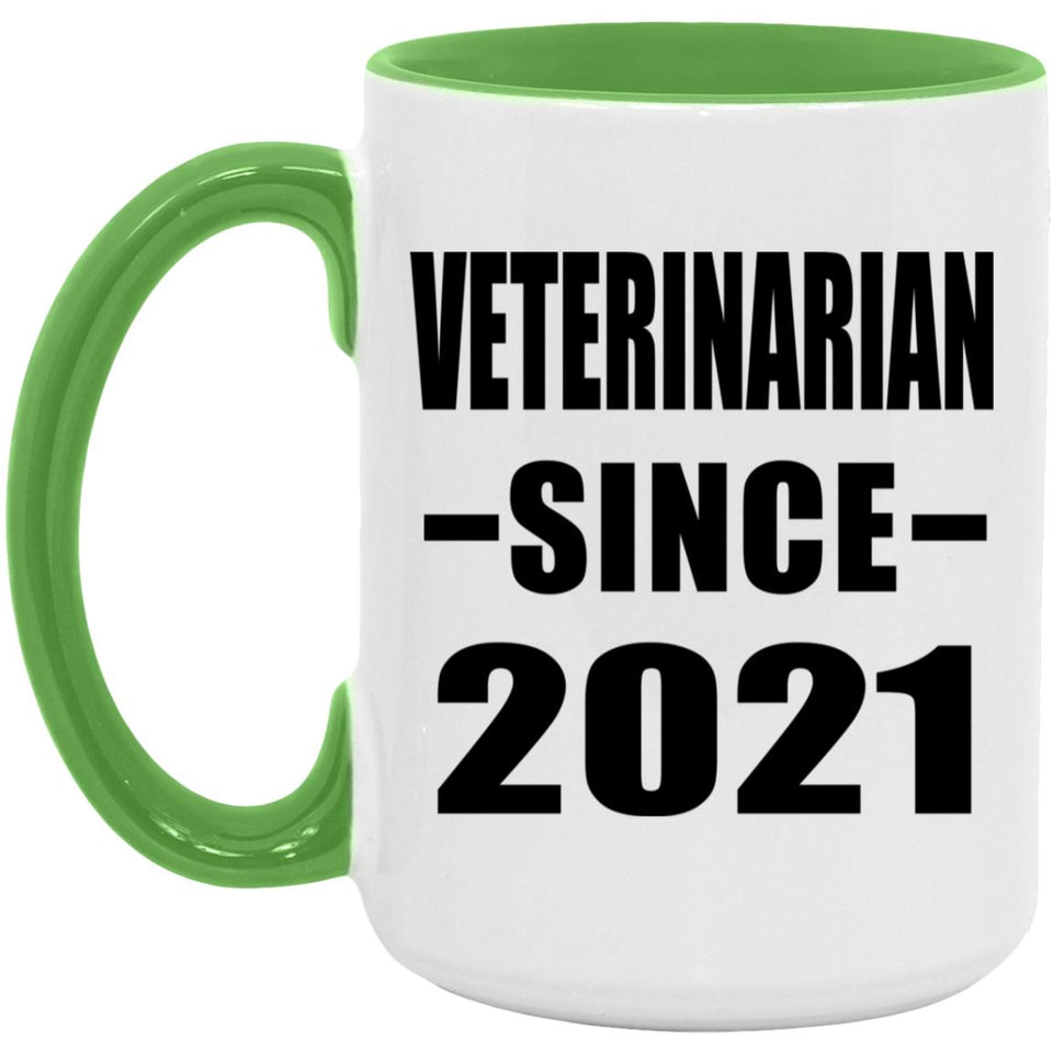 Veterinarian Since 2021 - 15oz Accent Mug Green