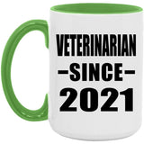 Veterinarian Since 2021 - 15oz Accent Mug Green