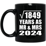 43rd Anniversary Square Root of 1849 Years As Mr & Mrs 2024 - 11oz Coffee Mug Black