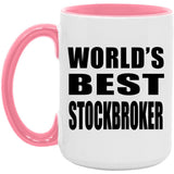 World's Best Stockbroker - 15oz Accent Mug Pink