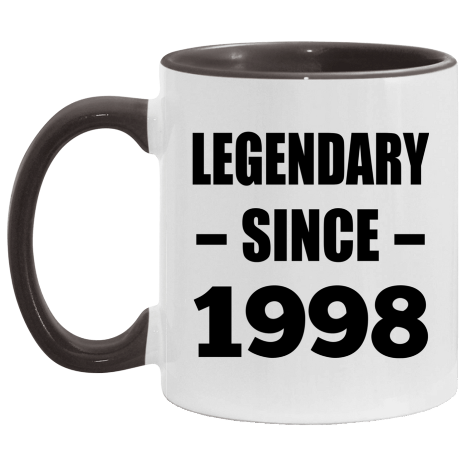 26th Birthday Legendary Since 1998 - 11oz Accent Mug Black