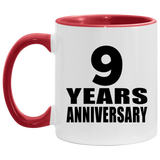 9th Anniversary 9 Years - 11oz Accent Mug Red