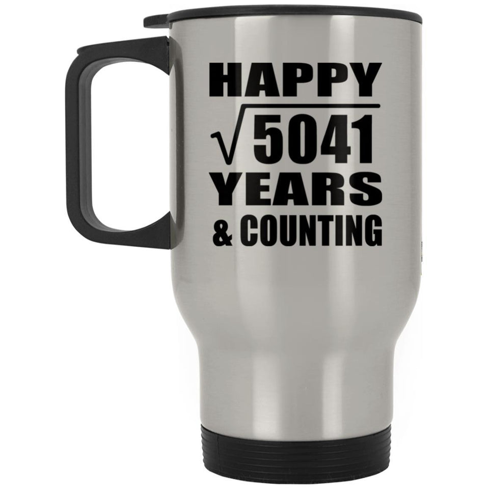 Happy 71st Anniversary Square Root of 5041 Years & Counting - Silver Travel Mug