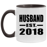 Husband Established EST. 2018 - 11oz Accent Mug Black