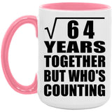 8th Anniversary Square Root of 64 Years Who's Counting - 15oz Accent Mug Pink