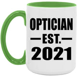 Optician Established EST. 2021 - 15oz Accent Mug Green