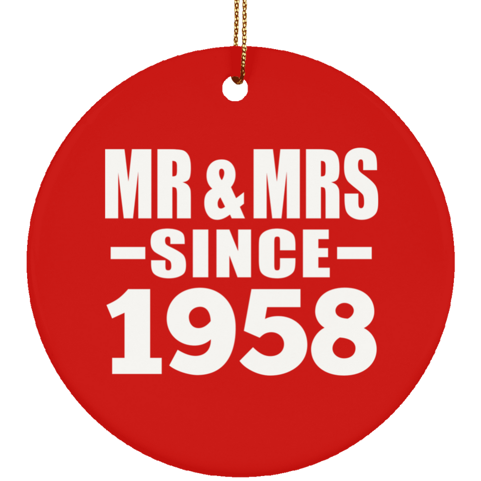 66th Anniversary Mr & Mrs Since 1958 - Circle Ornament
