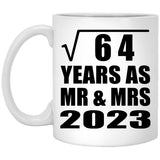 8th Anniversary Square Root of 64 Years As Mr & Mrs 2023 - 11oz Coffee Mug